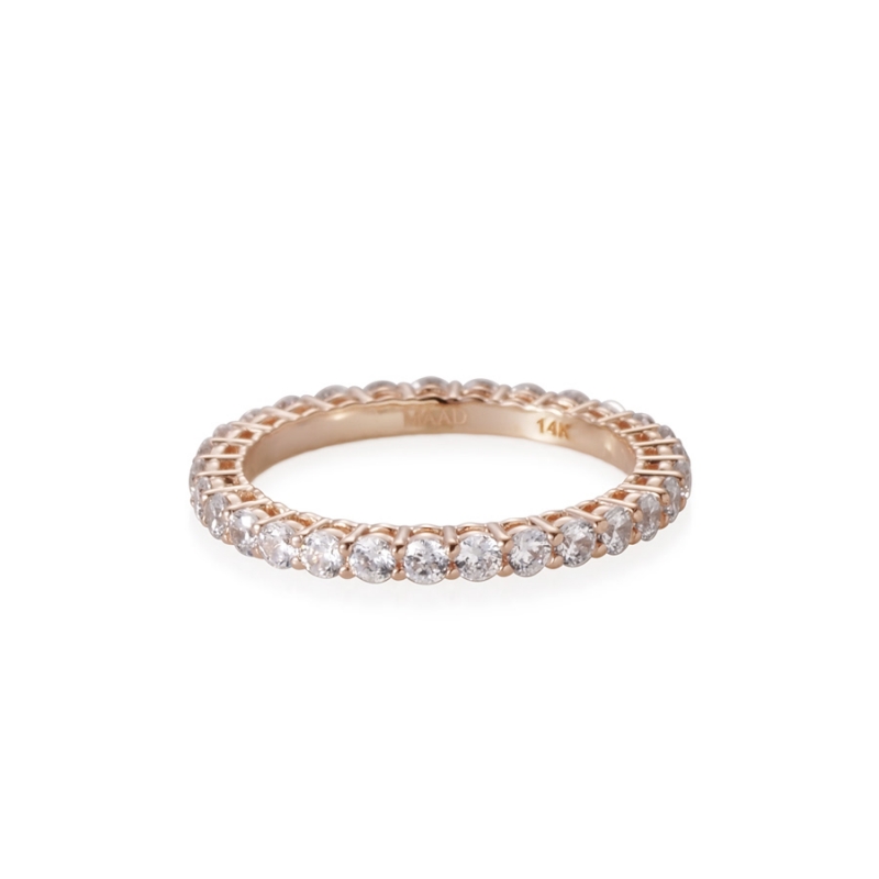 Eternity lace band ring 14k Red gold CZ
