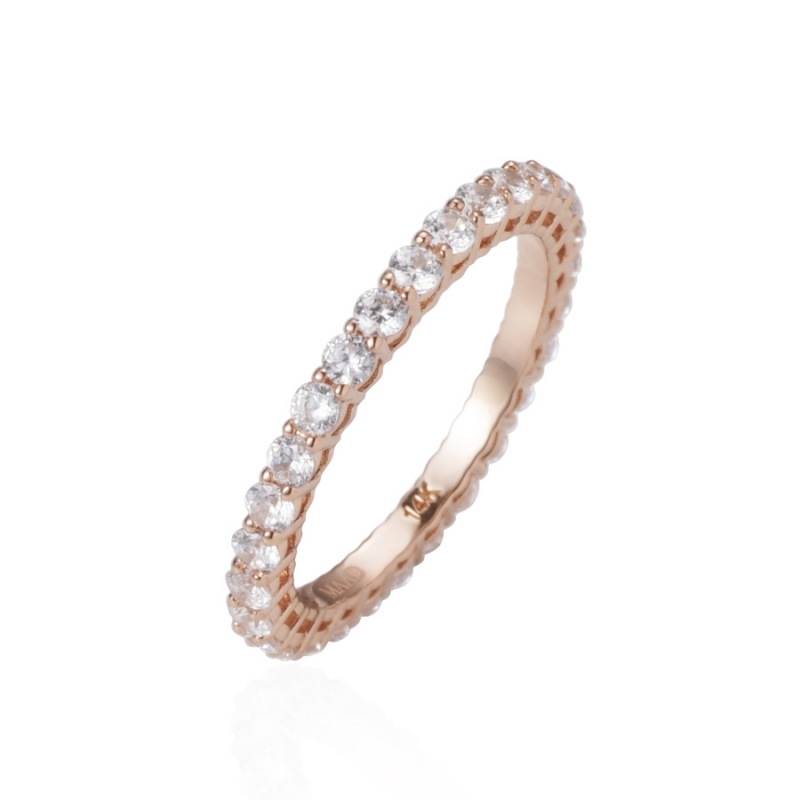 Eternity lace band ring 14k Red gold CZ