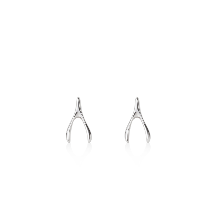 Wishbone earring 14k White gold