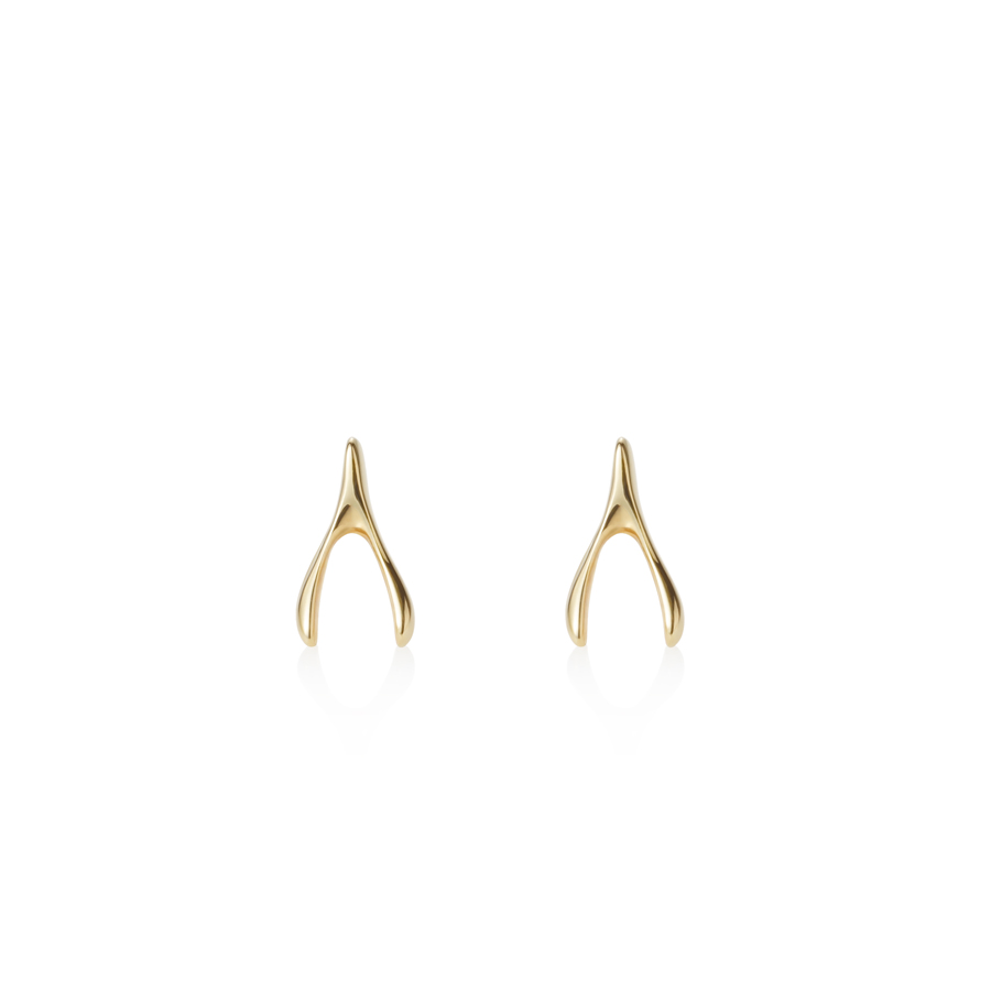 Wishbone earring 14k gold