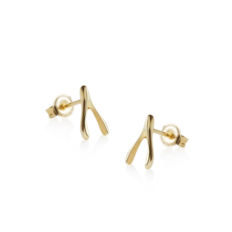 Wishbone earring 14k gold