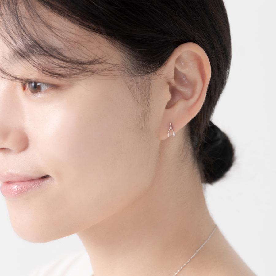위시본 귀걸이 (소) Silver_925