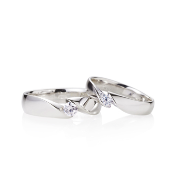 Cymbidium Solitaire couple ring Set (M&S) Sterling silver CZ 0.17ct & 0.1ct