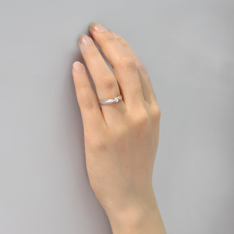 춘란 커플링 (중+소) 14K 화이트골드 0.17ct & 0.1ct Pave