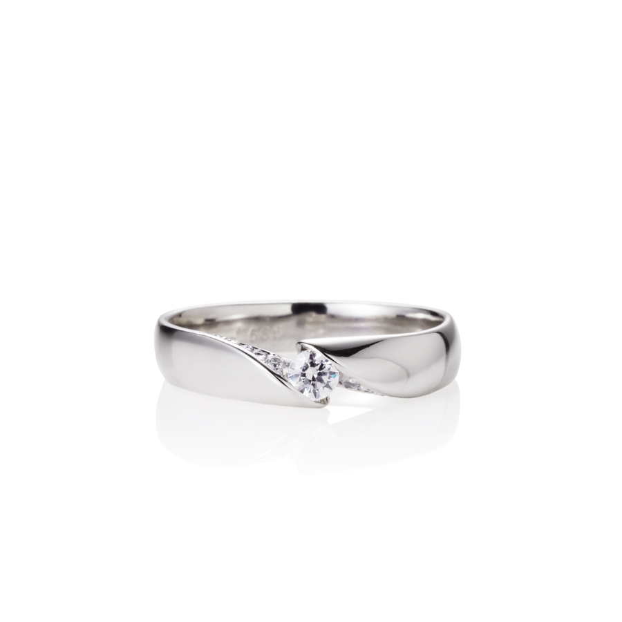 Cymbidium Solitaire ring (S) CZ 0.1ct 14k White gold