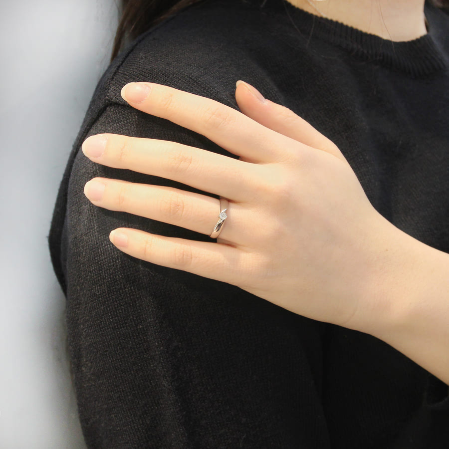 춘란 반지 (소) 14k 화이트골드 0.1ct pave