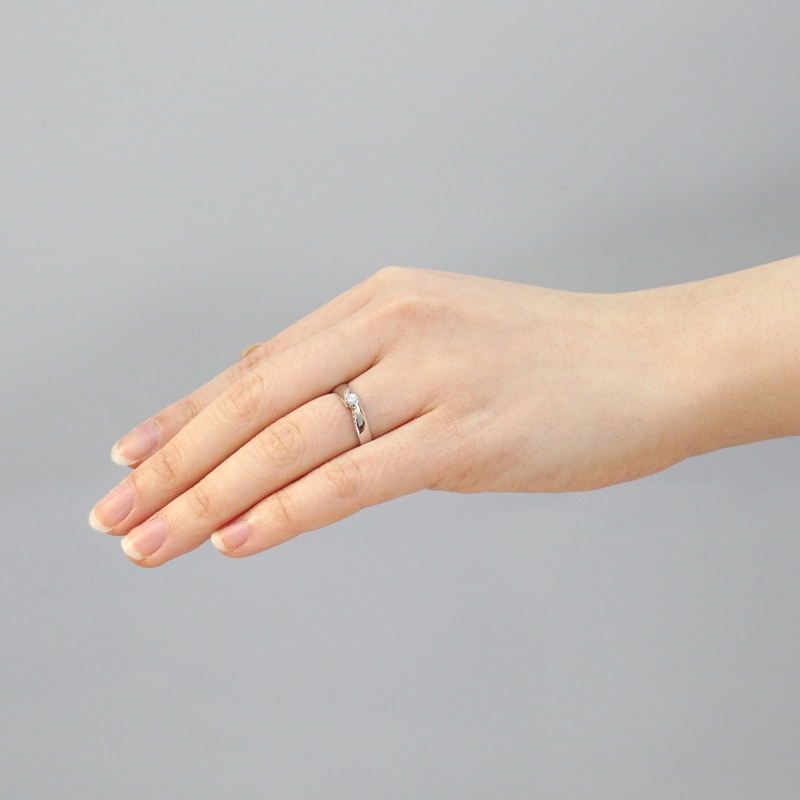 춘란 반지 (소) 14k 화이트골드 0.1ct pave
