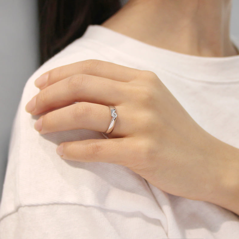 춘란 반지 (소) 14k 화이트골드 0.1ct pave