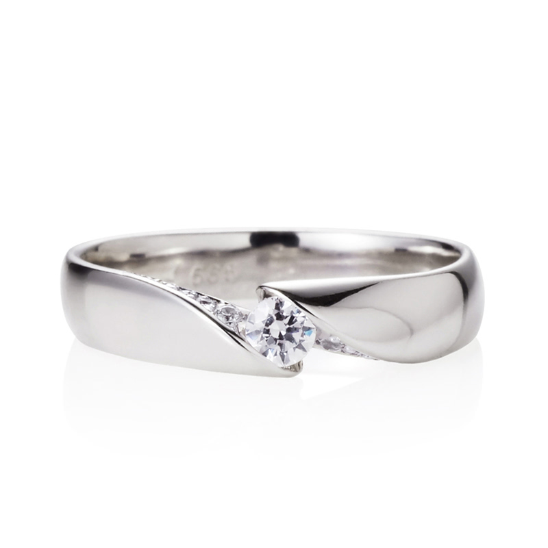 춘란 반지 (소) 14k 화이트골드 0.1ct pave