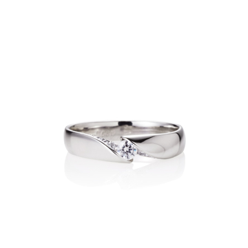 Cymbidium Solitaire ring (S) CZ 0.1ct 14k White gold