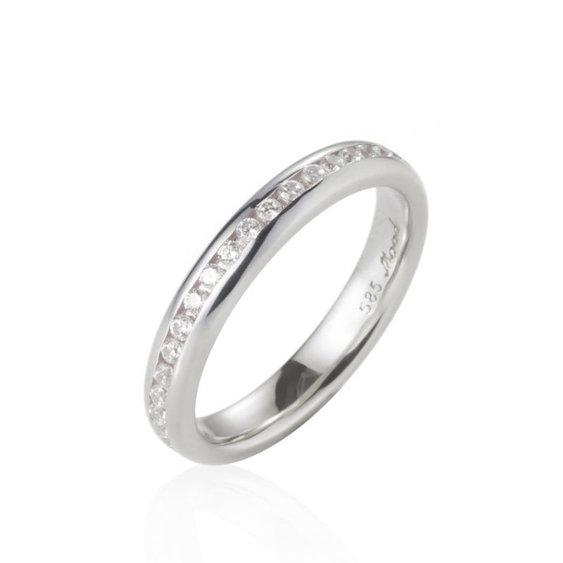 Oval Princess wedding band ring (S) 14k White gold CZ