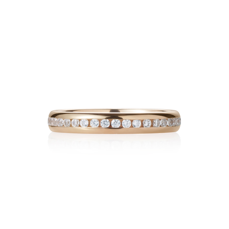 Oval Princess wedding band ring (S) 14k Red gold CZ