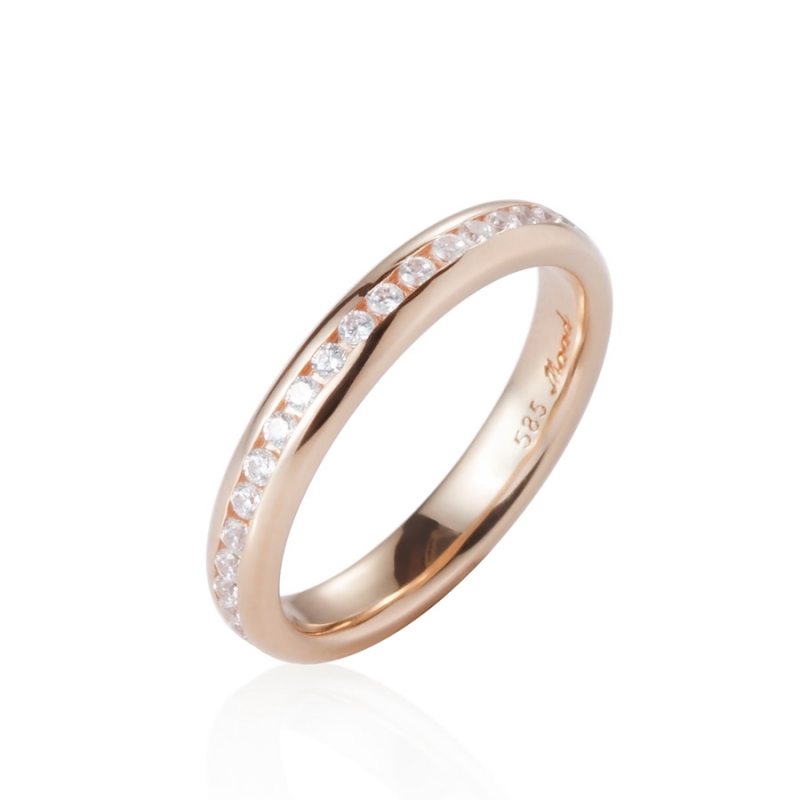 Oval Princess wedding band ring (S) 14k Red gold CZ