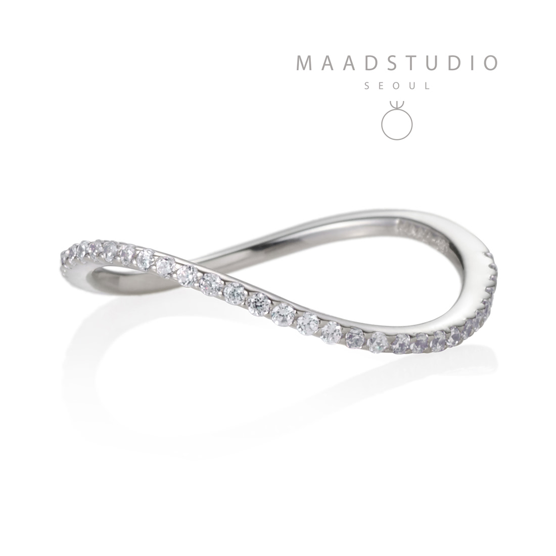 MR-VII Square Infinity band ring 1.0mm (S) 14k White gold CZ