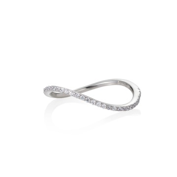 MR-VII Square Infinity band ring 1.0mm (S) 14k White gold CZ