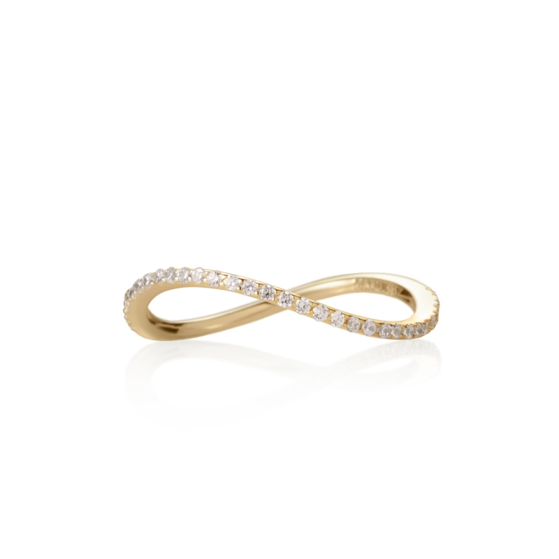 MR-VII Square Infinity band ring 1.0mm (S) 14k gold CZ