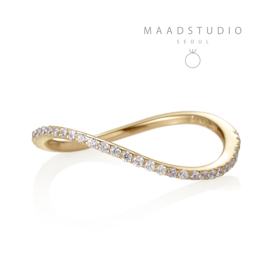 MR-VII Square Infinity band ring 1.0mm (S) 14k gold CZ