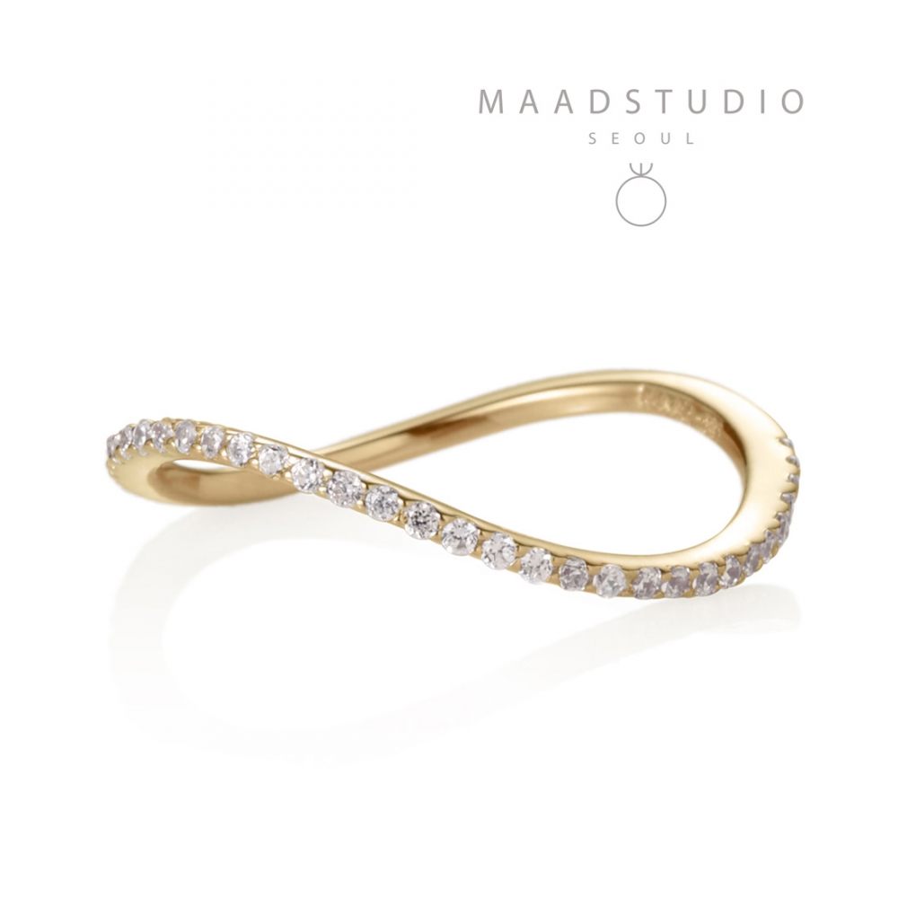 MR-VII Square Infinity band ring 1.0mm (S) 14k gold CZ