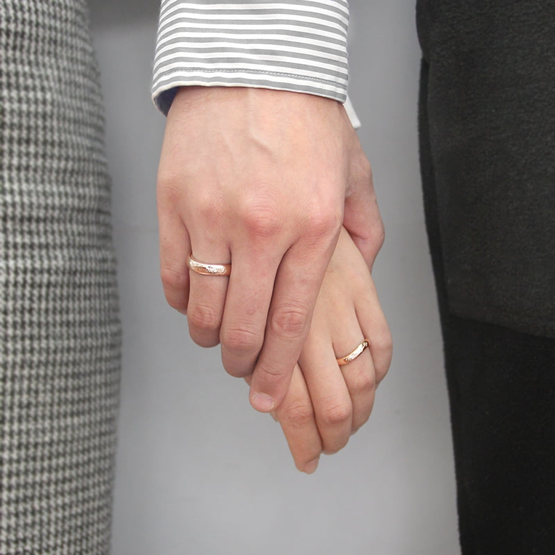 Serendipity wedding ring Set (L&M) 14K Red gold