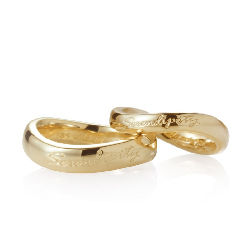 Serendipity wedding ring Set (L&M) 14K gold