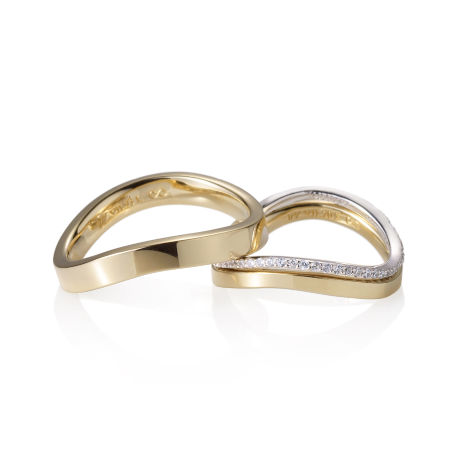 MR-VII 스퀘어밴드_Infinity 커플링 3.0mm+2.0mm+1.0mm (대+소+소cz) 14k gold combi