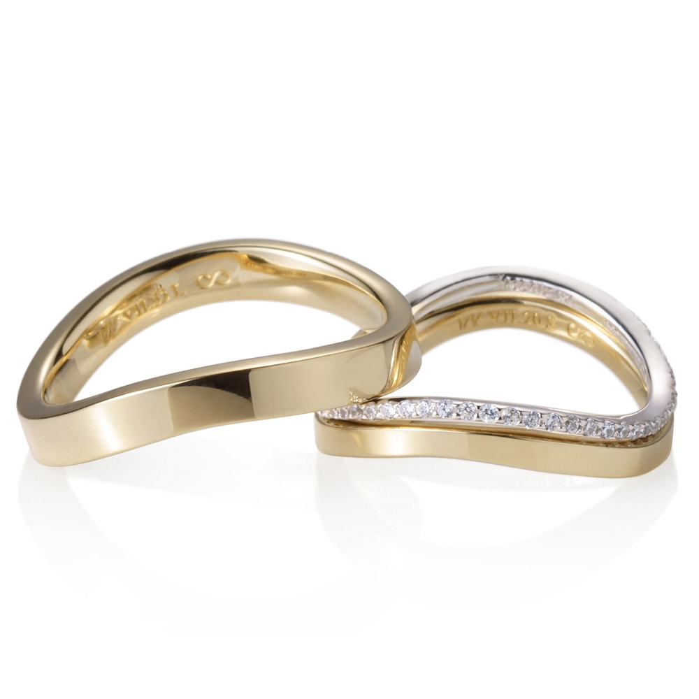 MR-VII 스퀘어밴드_Infinity 커플링 3.0mm+2.0mm+1.0mm (대+소+소cz) 14k gold combi