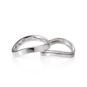 MR-VII Square Infinity band wedding ring Set 3.0mm & 2.0mm & 1.0mm 14K White gold CZ