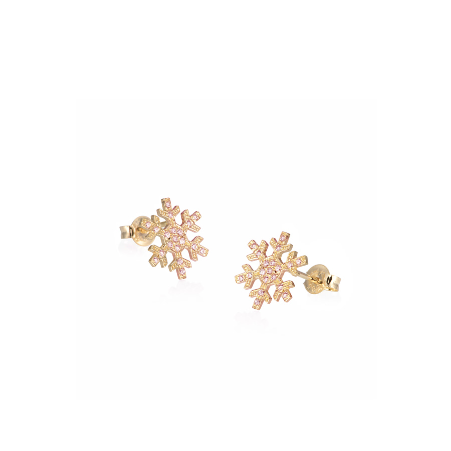눈의 꽃 귀걸이 (소) 14k pink CZ