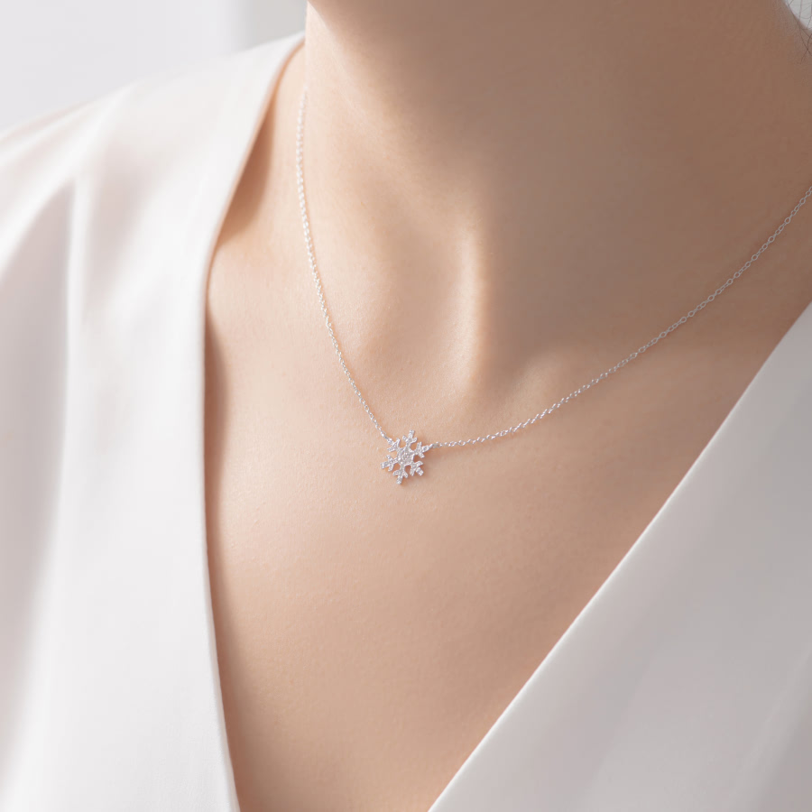 눈의 꽃 목걸이 (소) Silver_925 CZ