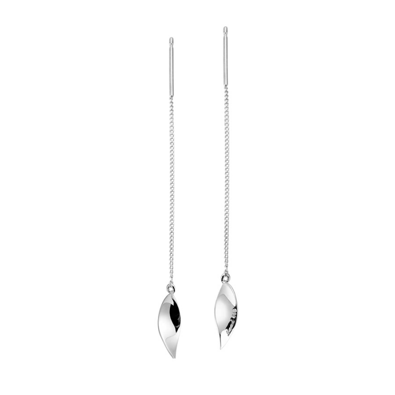 Willow leaf flit chain drop earring sterling silver