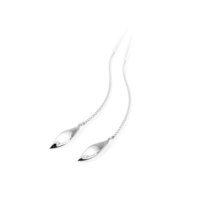 Willow leaf flit chain drop earring sterling silver