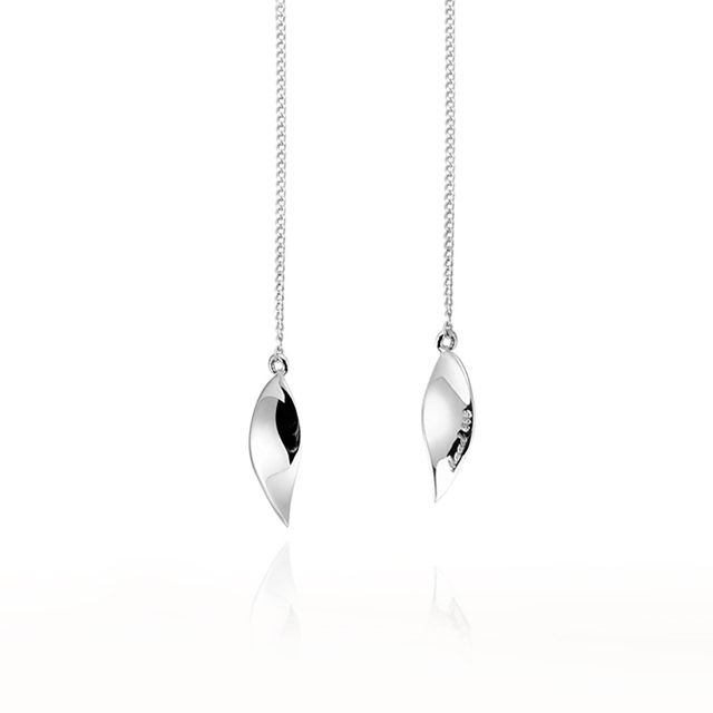 잎플릿 체인 귀걸이 Silver_925