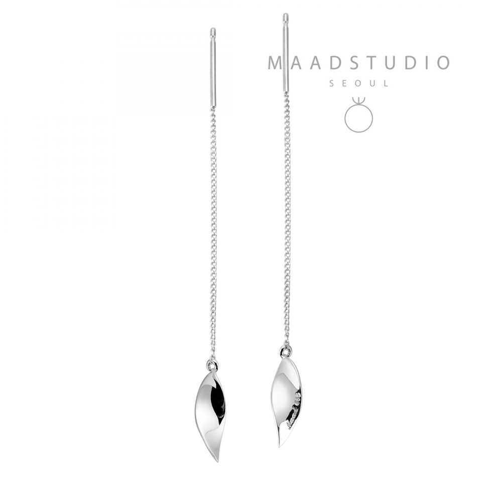 Willow leaf flit chain drop earring sterling silver