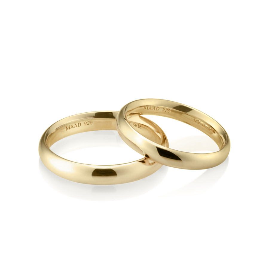 MR-II Oval band wedding ring Set 3.6mm & 3.2mm 14k gold