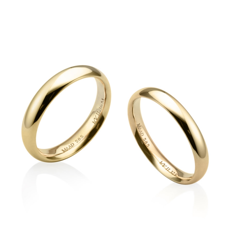 MR-II Oval band wedding ring Set 3.6mm & 3.2mm 14k gold