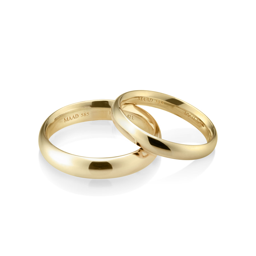 MR-II Oval band wedding ring Set 3.6mm & 3.2mm 14k gold