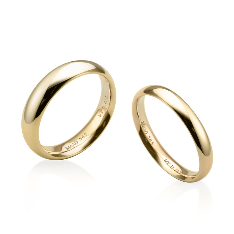 MR-II Oval band wedding ring Set 3.6mm & 3.2mm 14k gold