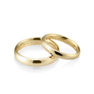 MR-II Oval band wedding ring Set 3.6mm & 3.2mm 14k gold