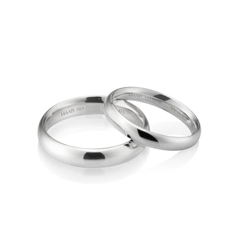 MR-II Oval band wedding ring Set 3.6mm & 3.2mm 14k White gold