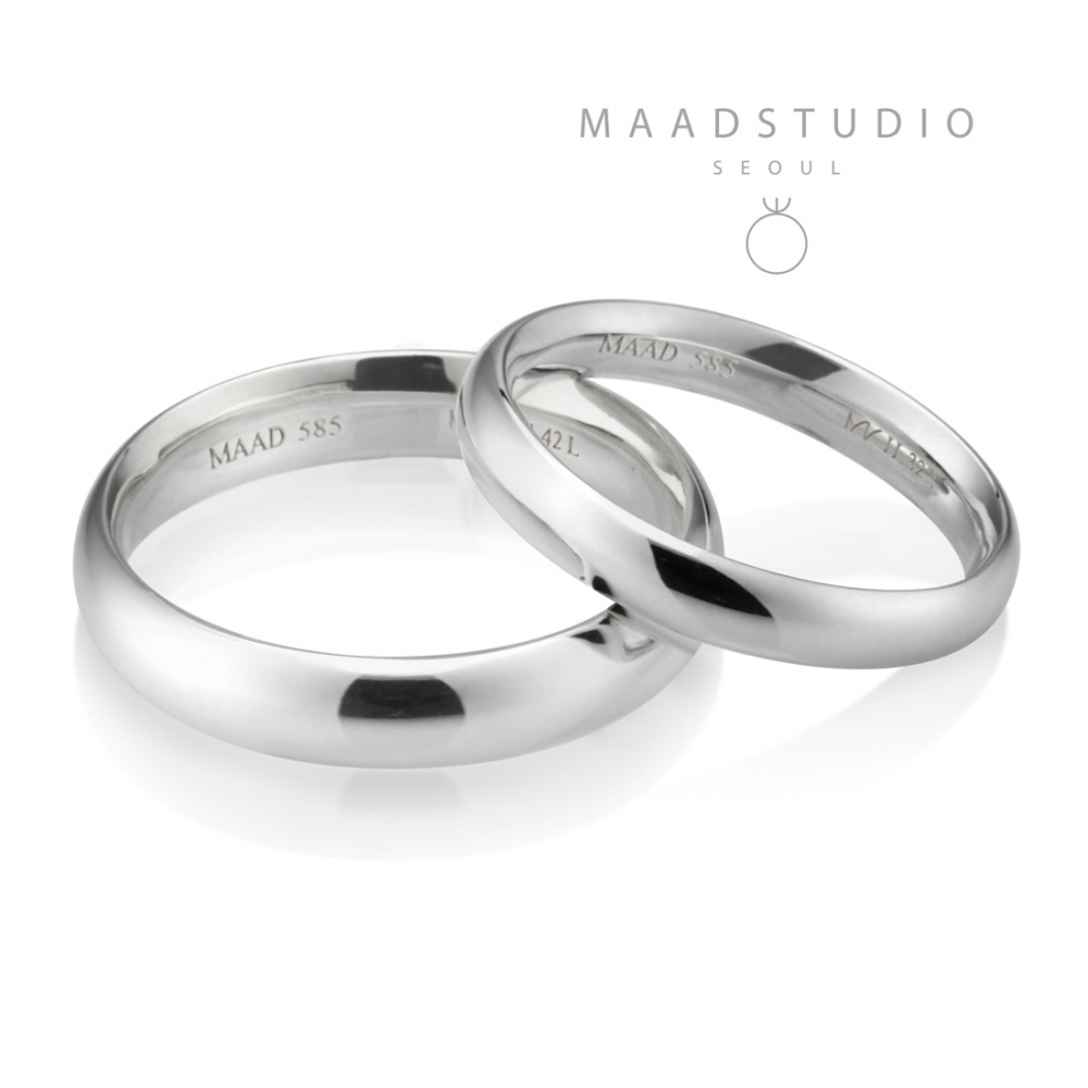 MR-II Oval band wedding ring Set 3.6mm & 3.2mm 14k White gold