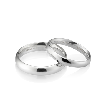 MR-II Oval band wedding ring Set 3.6mm & 3.2mm 14k White gold