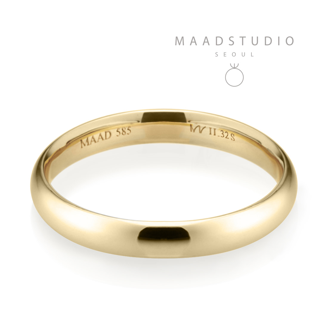 MR-II Oval wedding band ring 3.2mm 14k gold