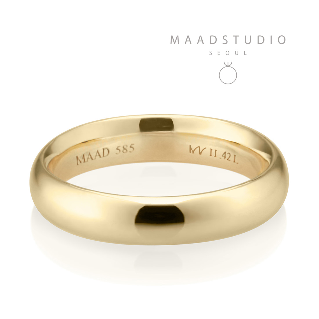 MR-II Oval wedding band ring 4.2mm 14k gold