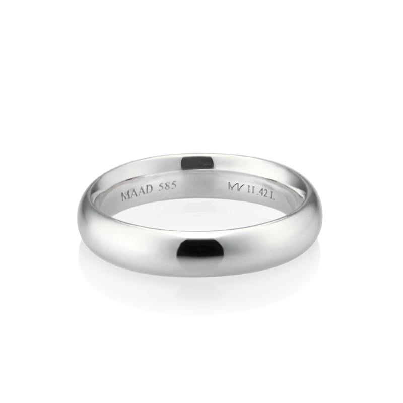 MR-II Oval wedding band ring 4.2mm 14k White gold