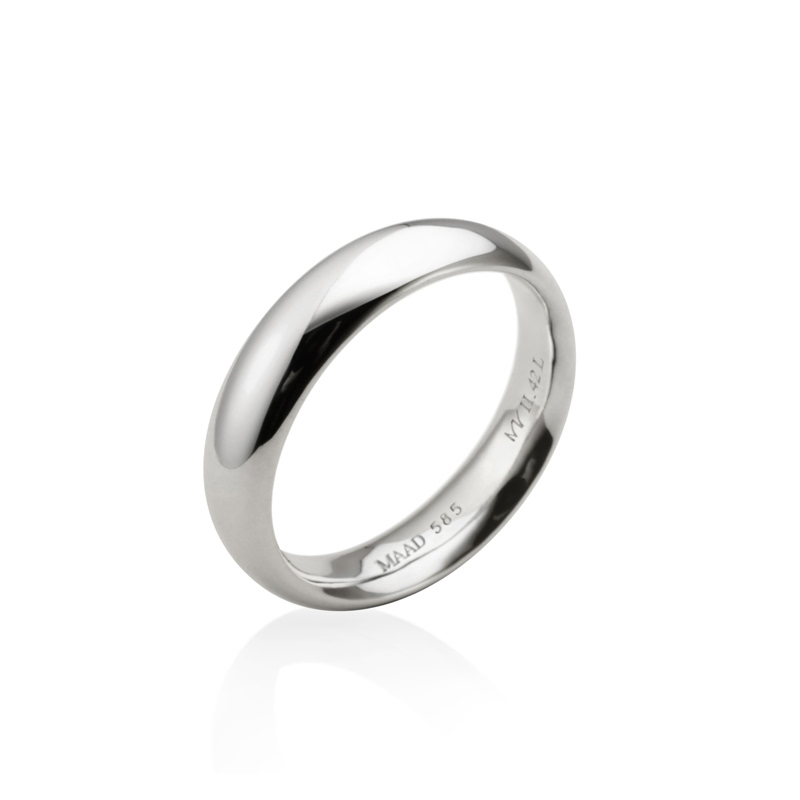 MR-II Oval wedding band ring 4.2mm 14k White gold