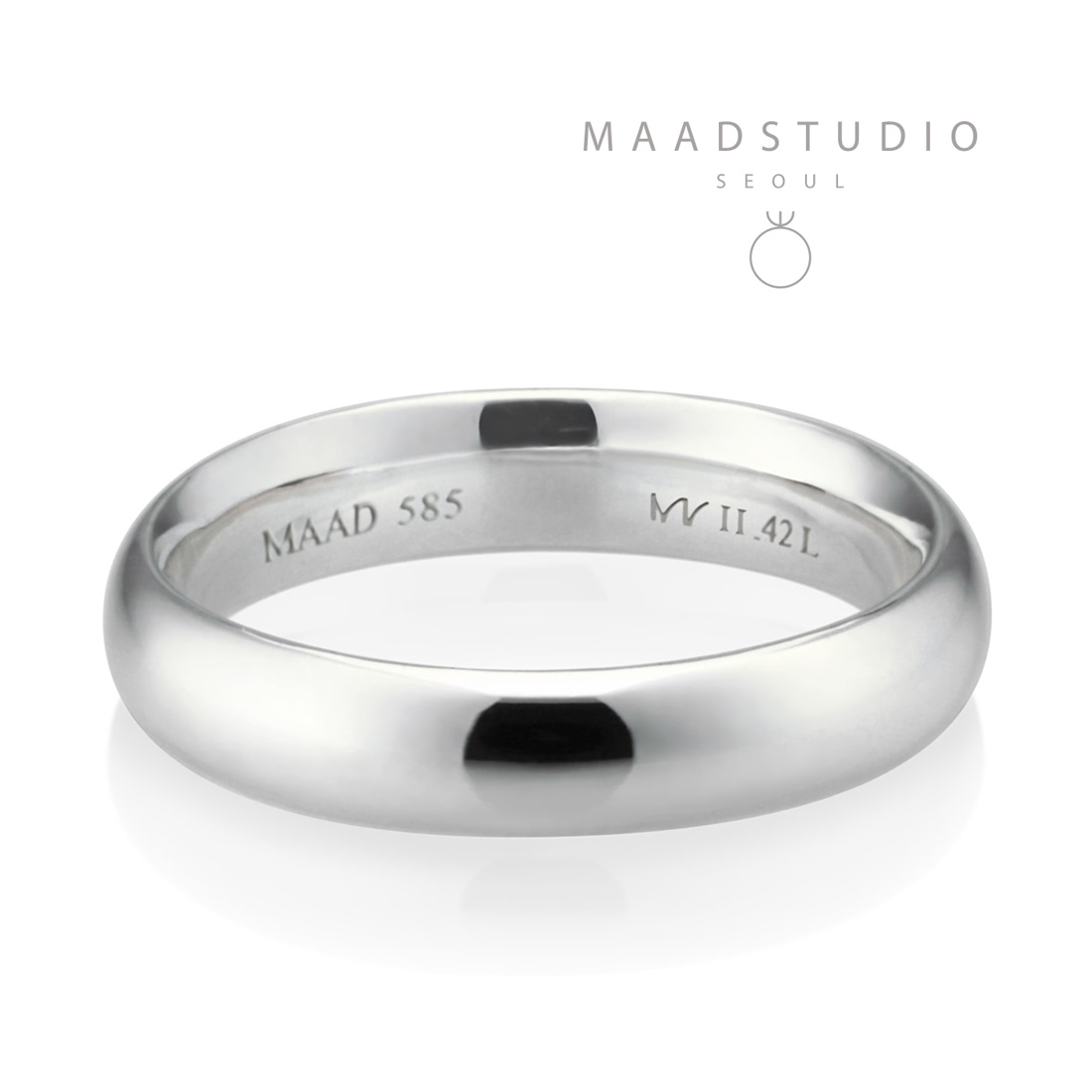 MR-II Oval wedding band ring 4.2mm 14k White gold