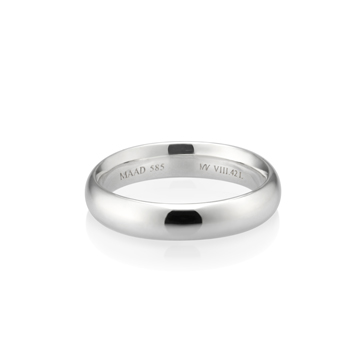 MR-II Oval wedding band ring 4.2mm 14k White gold