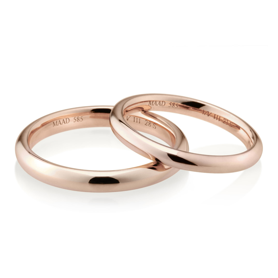 MR-III 오벌돔밴드 커플링 2.8mm+2.3mm (소+소) 14k 레드골드