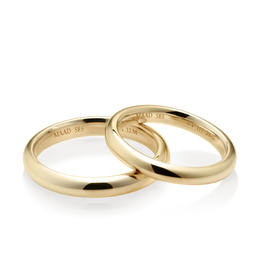 MR-III Oval dome band Set 3.2mm+2.8mm 14k gold