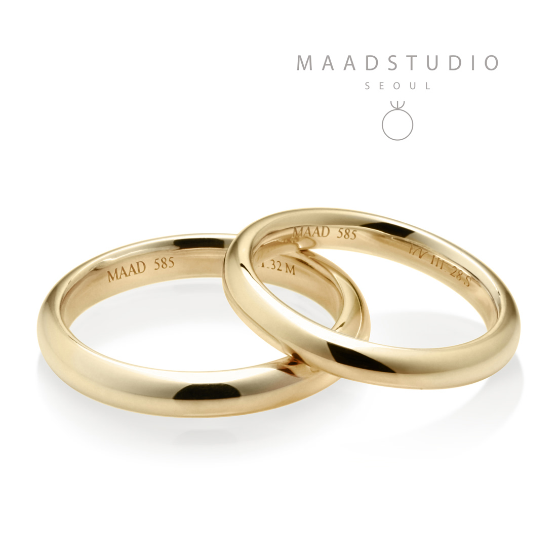 MR-III Oval dome band Set 3.2mm+2.8mm 14k gold